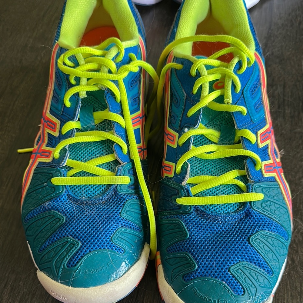 Asics Blue and Green Sneakers with Breathable Mesh